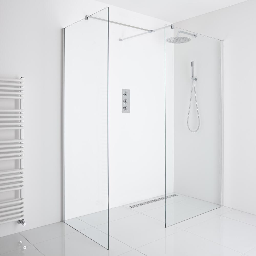 Milano Portland Corner Wet-Room Shower Enclosure (1200mm x 900mm Glass) - Inc. Drain