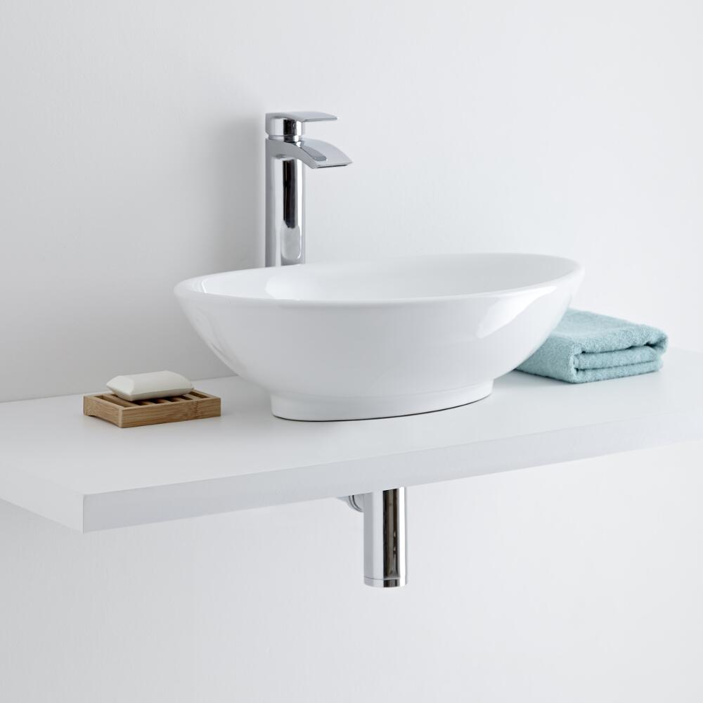 Milano Altham Oval Countertop Basin with Razor High Rise Basin Mixer Tap