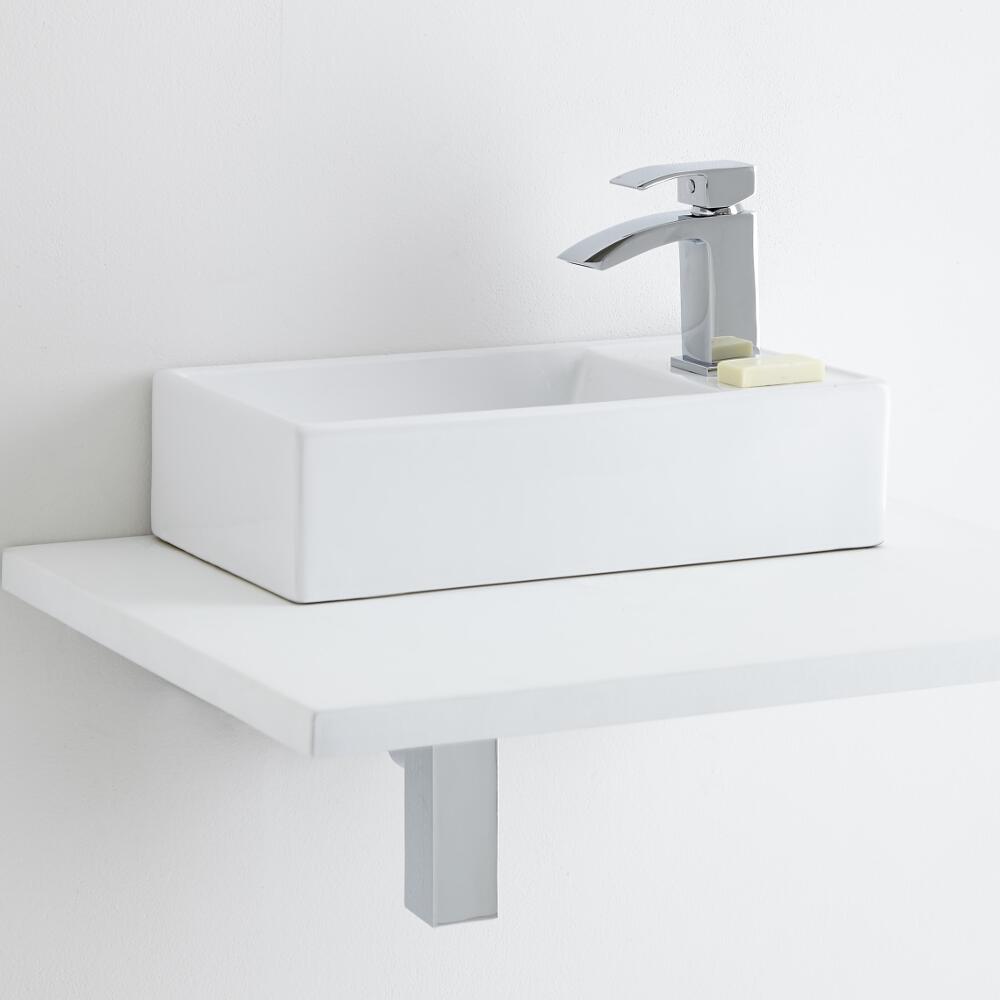 Milano Dalton Ceramic Countertop Basin with Milano Wick Mini Mono Basin Tap