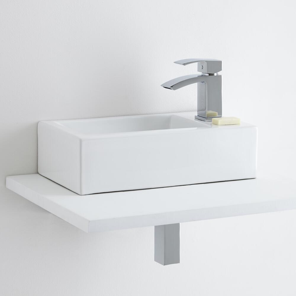 Milano Elswick Ceramic Countertop Basin with Wick Mini Mono Basin Mixer Tap