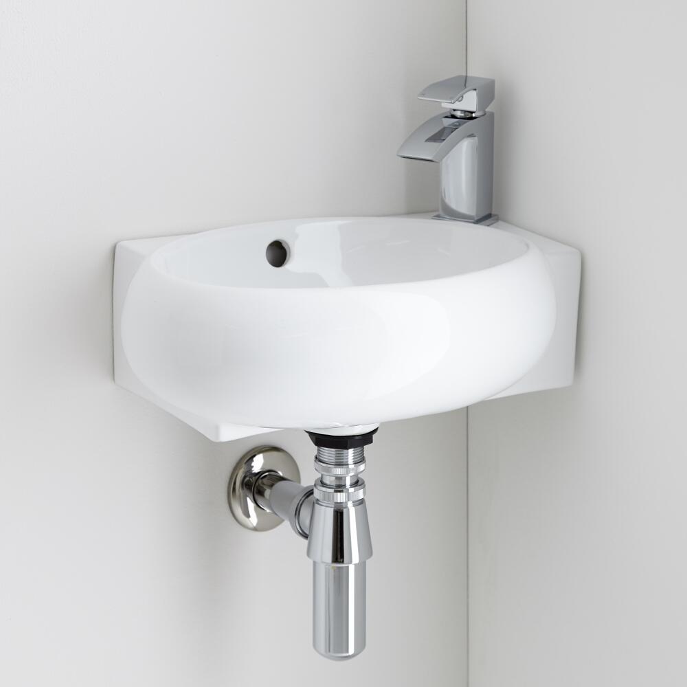 Milano Irwell Wall Hung Countertop Corner Basin with Mono Basin Mixer Tap