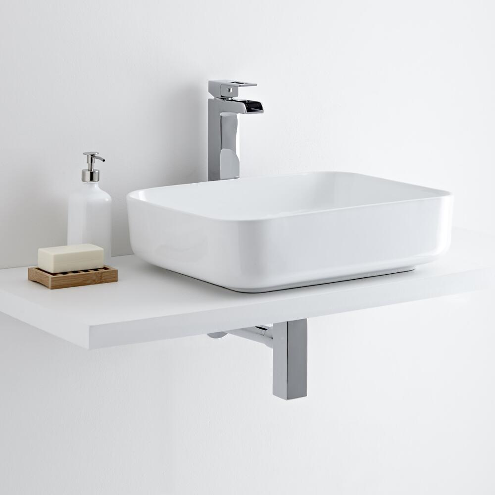 Milano Longton Rectangular Countertop Basin with Parade High Rise Basin Tap