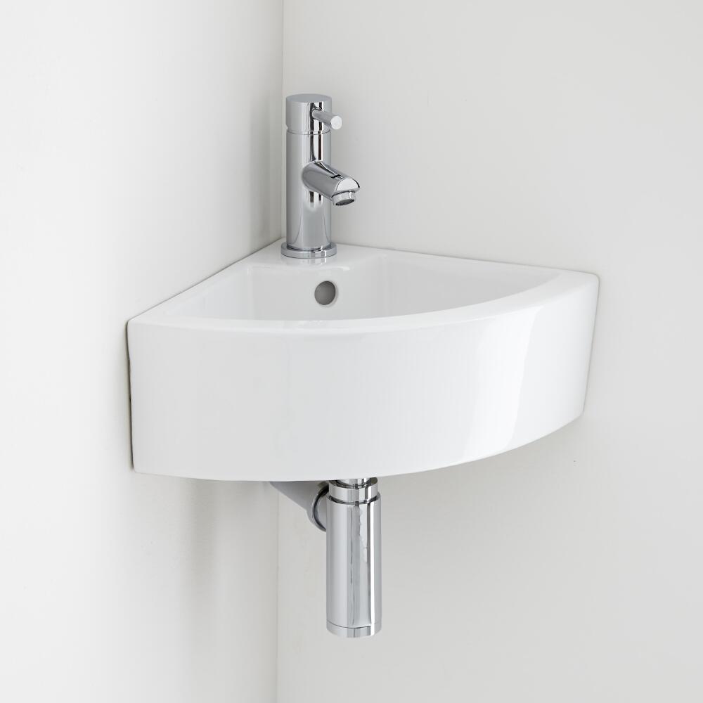 Milano Newby Wall Hung Countertop Corner Basin with Mirage Basin Tap