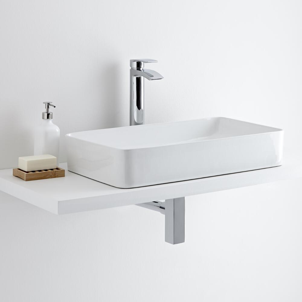 Milano Rivington Rectangular Countertop Basin with Razor High Rise Basin Tap