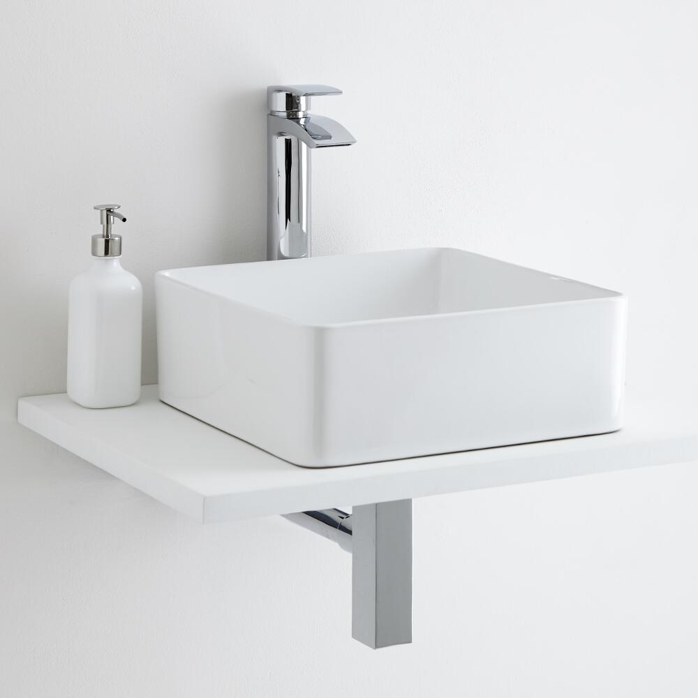 Milano Rivington Square Countertop Basin with Razor High Rise Basin Tap