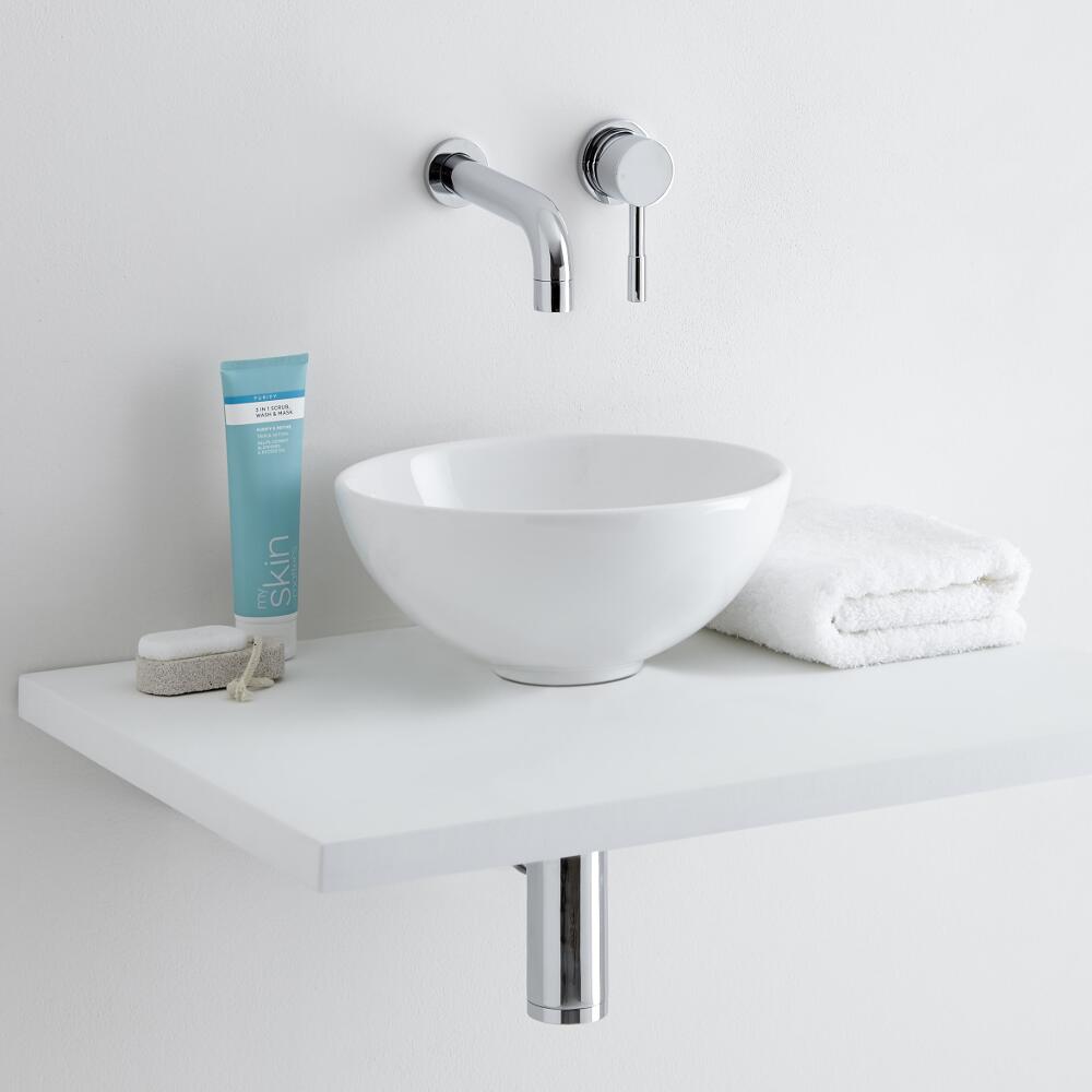 Milano Irwell 280mm Countertop Basin with Wall Mount Tap