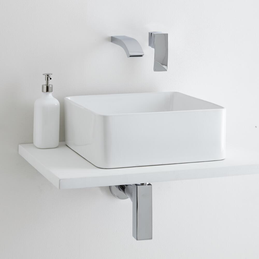 Milano Rivington Square Countertop Basin with Razor Wall Mounted Basin Mixer Tap