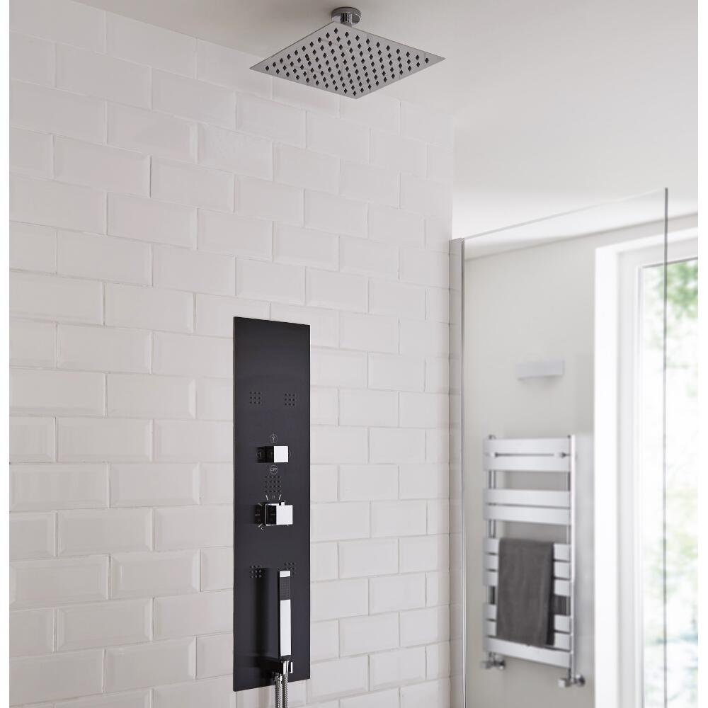 Milano Lisse Concealed Shower Tower with 200mm Square Head and Short Ceiling Arm