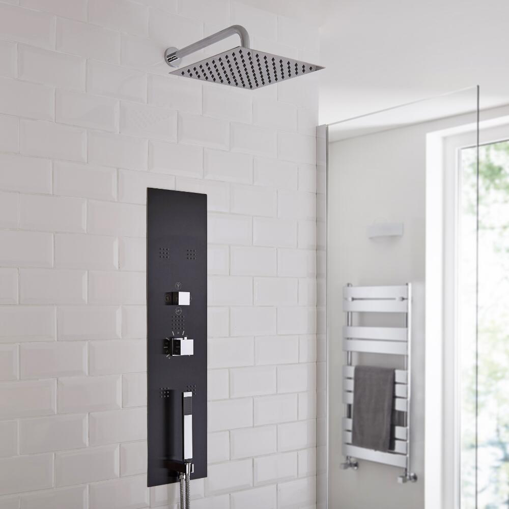 Milano Lisse Concealed Shower Tower with 200mm Square Head and Wall Arm