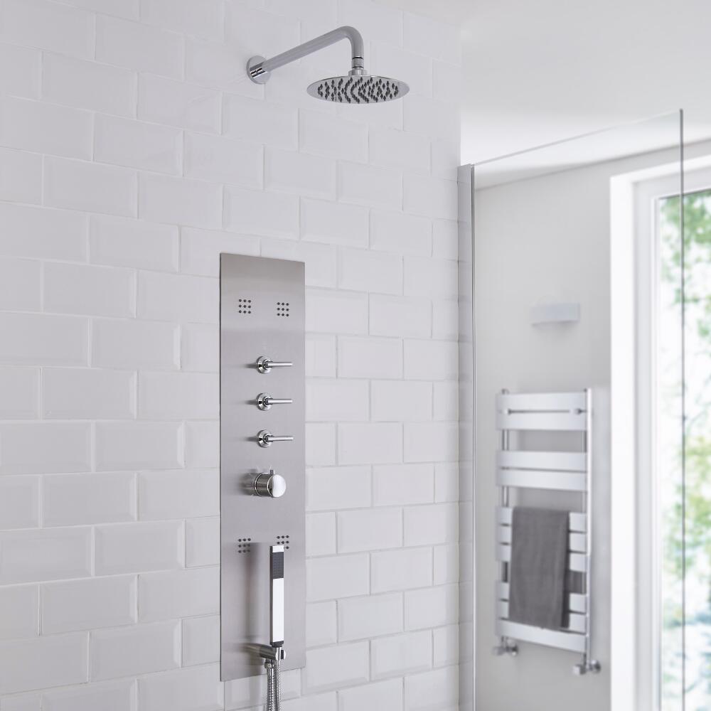 Milano Lisse Concealed Shower Tower with 200mm Round Head and Wall Arm
