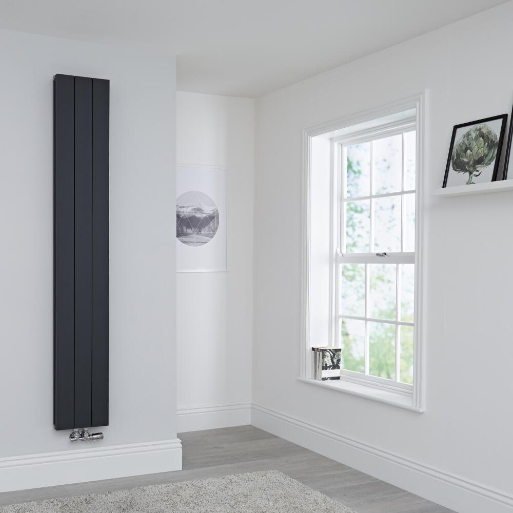 Milano Kit Aluminium Double Radiator Anthracite - 1800 x 280mm