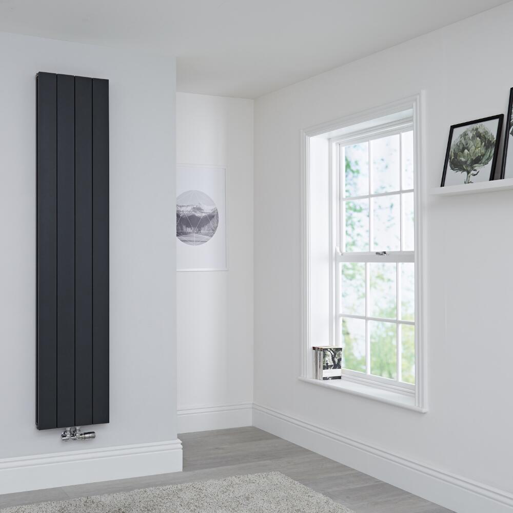 Milano Kit Aluminium Double Radiator Anthracite - 1800 x 375mm