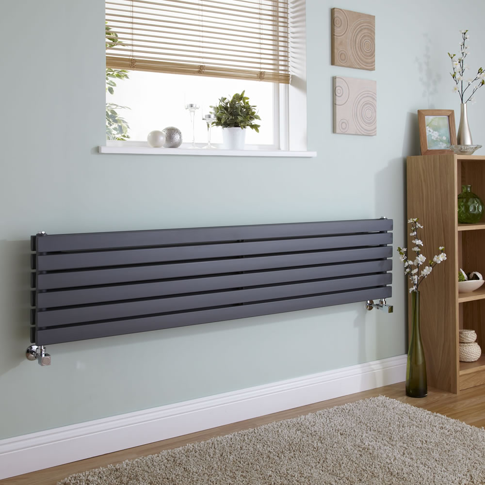 Milano Capri - Anthracite Flat Panel Horizontal Designer Radiator - 354mm x 1780mm (Double Panel)