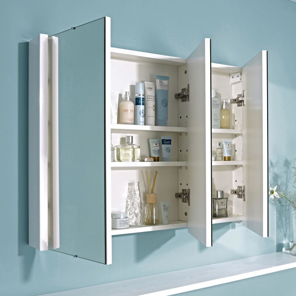 Milano Ren - White Modern Mirrored Cabinet - 900mm x 650mm