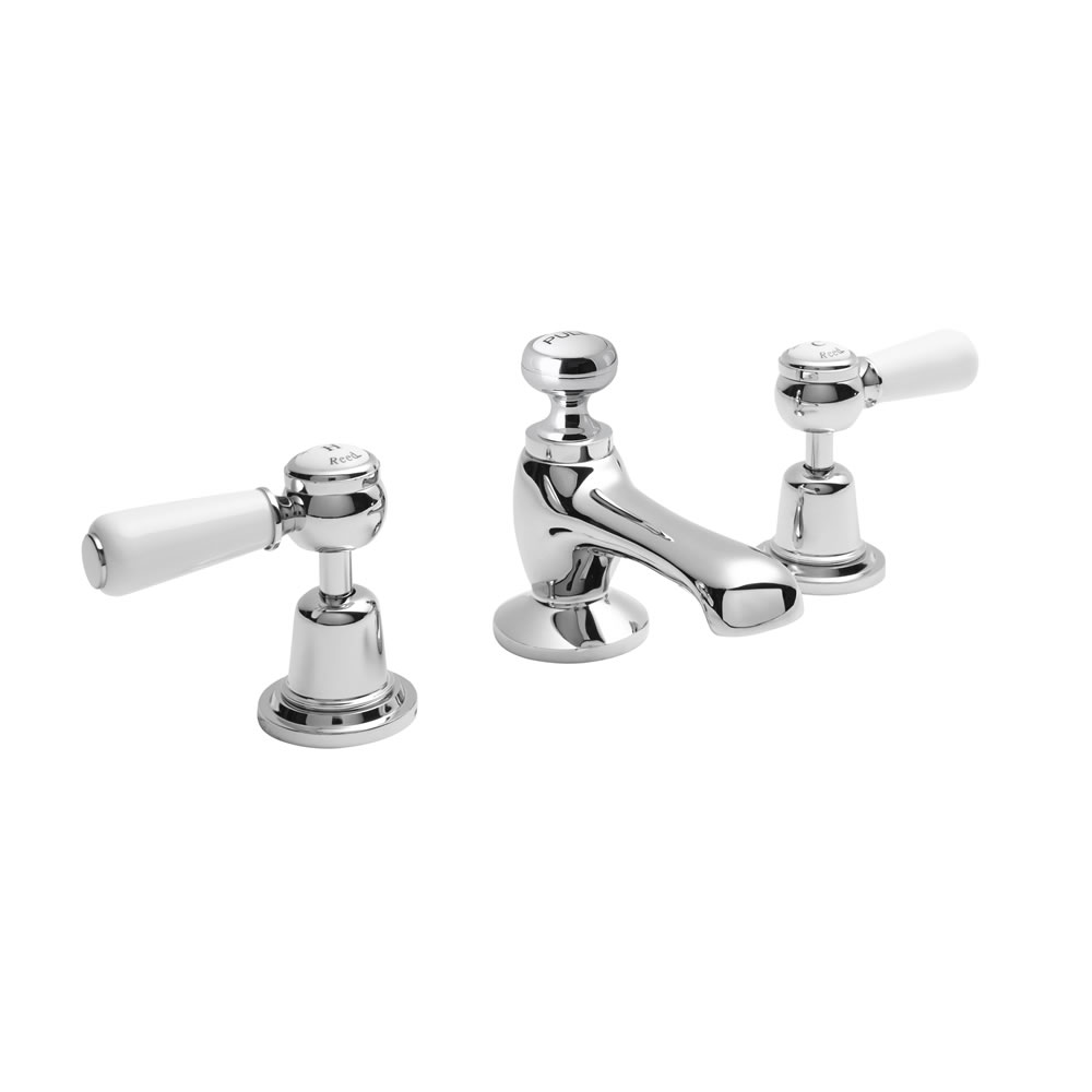 Hudson Reed Topaz lever 3 Tap Hole Basin Mixer Dome Collars