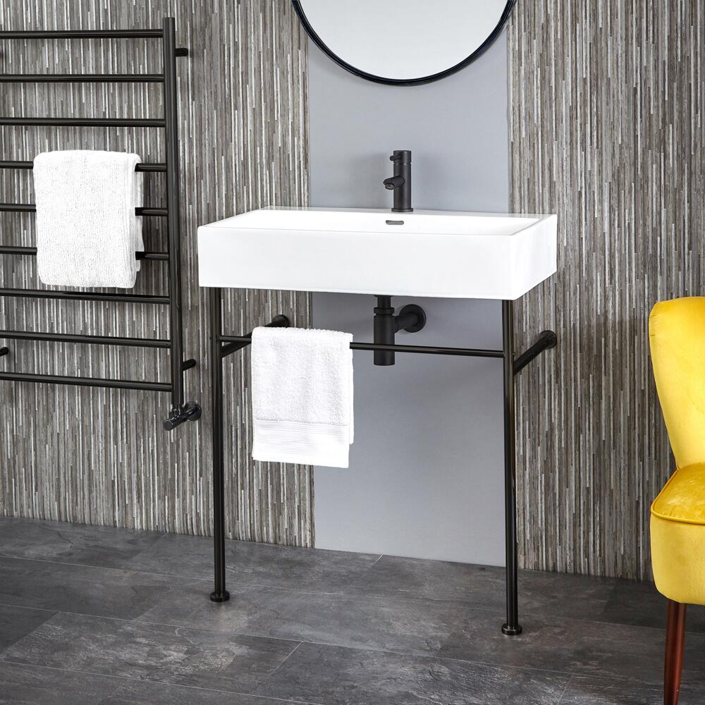 Milano Elswick - 750mm Basin with Black Washstand