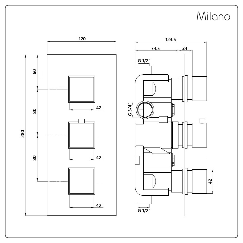 Milano Arvo - Chrome Thermostatic Shower with 300mm Shower Head, Hand ...