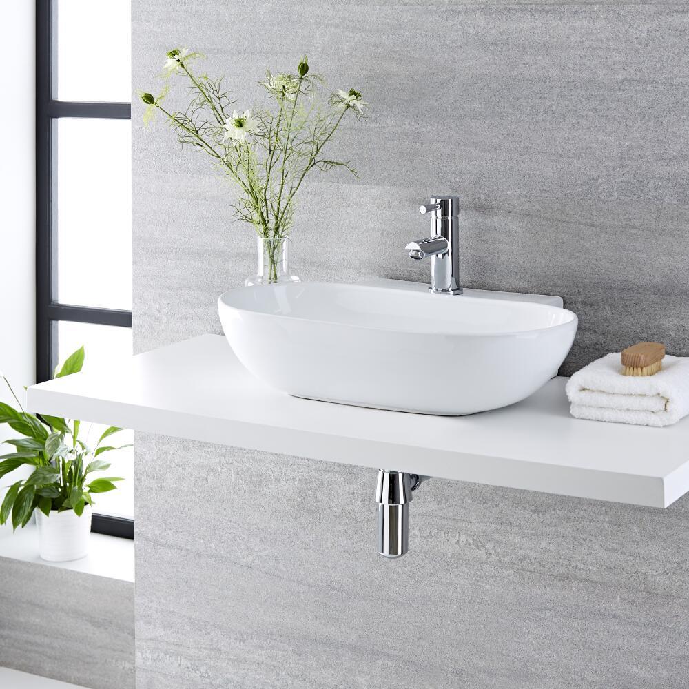 Milano Overton - White Modern Oval Countertop Basin - 555mm X 395mm (1 ...