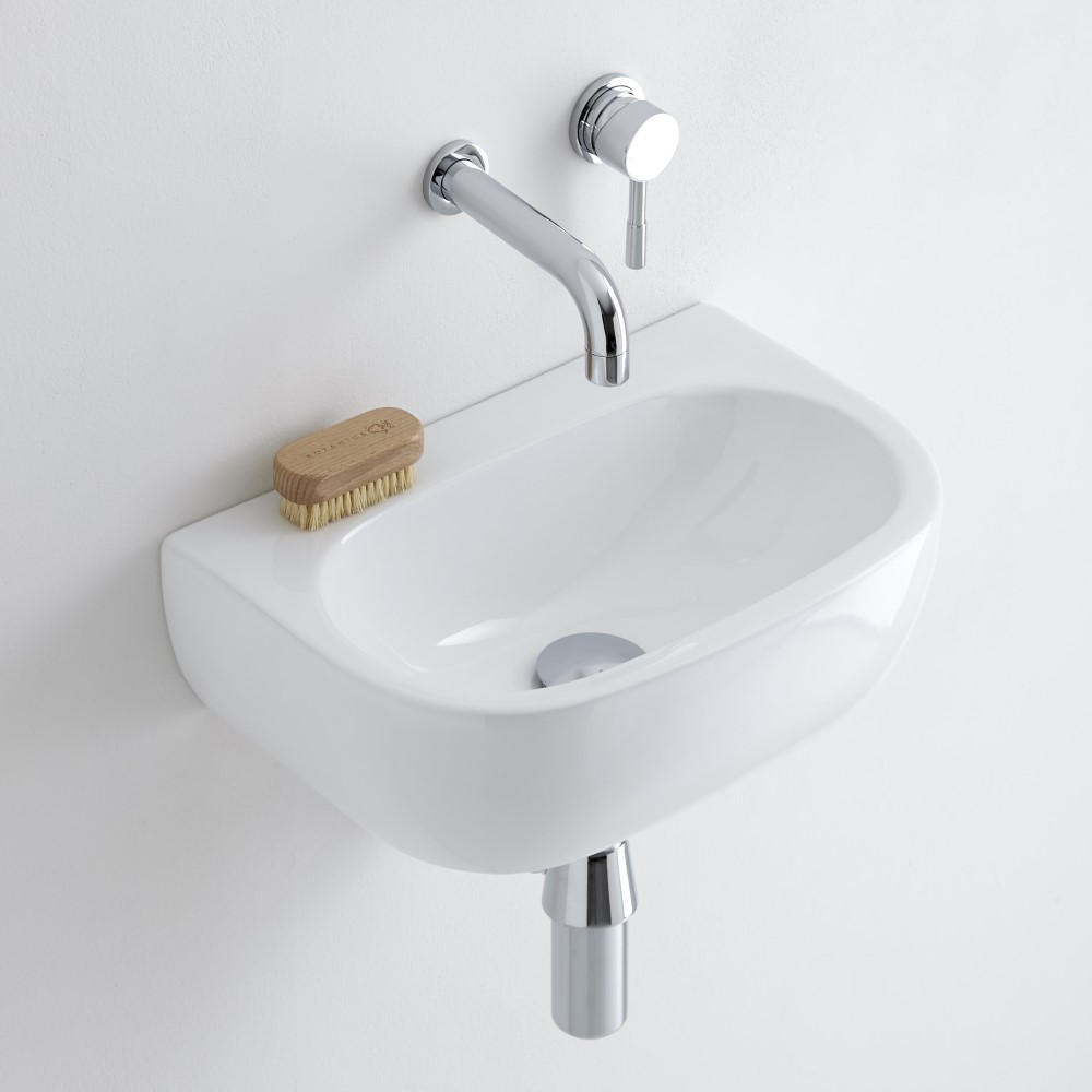 Milano Mellor - White Modern Oval Wall Hung Basin - 420mm x 280mm (No ...