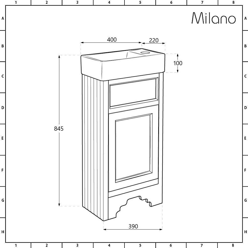 Milano Thornton Antique White 400mm Traditional Cloakroom Vanity Unit