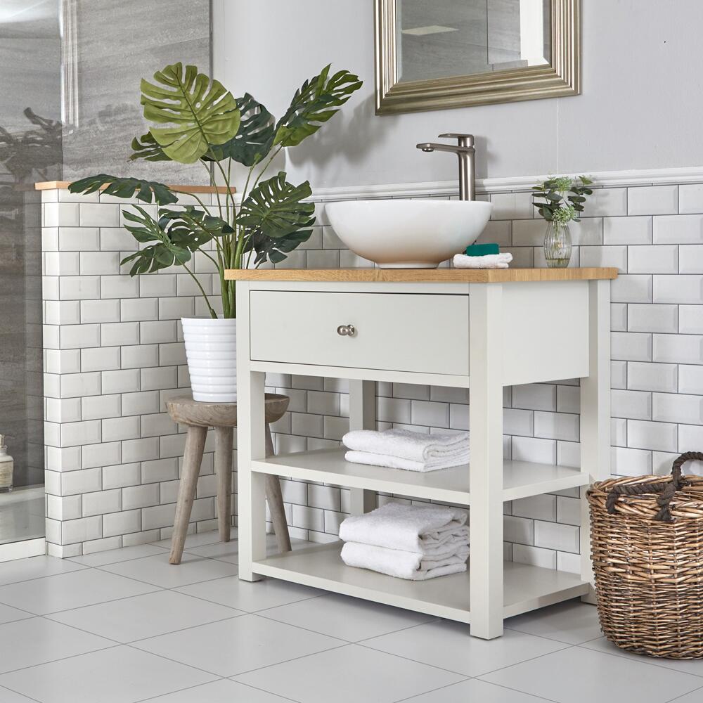 Milano Henley - Antique White 840mm Traditional Vanity Unit with Round Countertop Basin