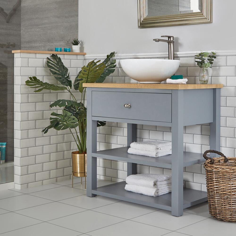 Milano Henley - Light Grey 840mm Traditional Vanity Unit with Round Countertop Basin
