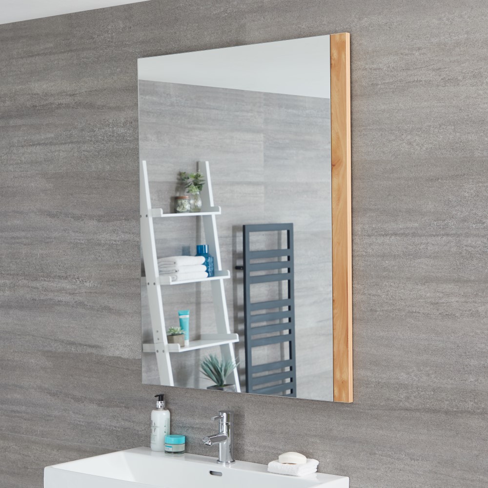 Milano Oxley - Golden Oak Modern Wall Hung Mirror - 1000mm x 750mm