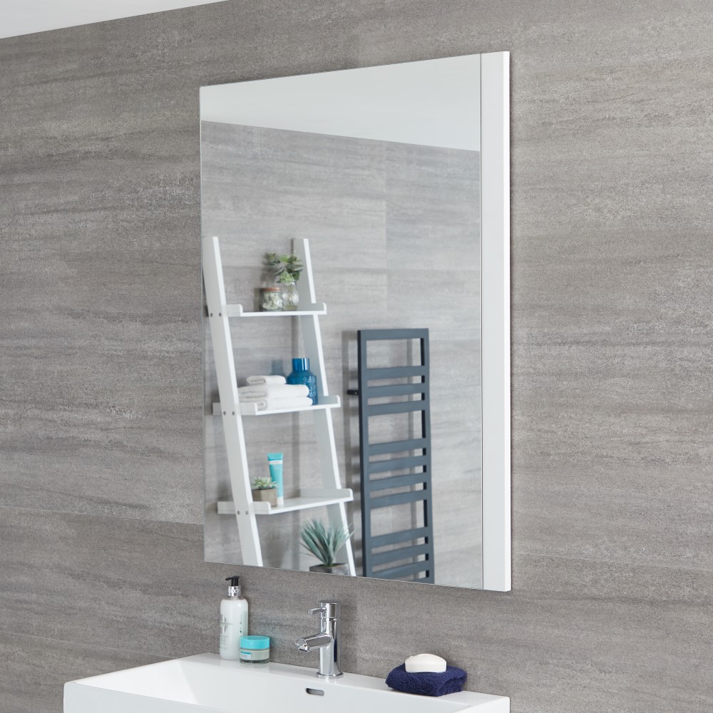 Milano Oxley - White Modern Wall Hung Mirror - 1000mm x 750mm