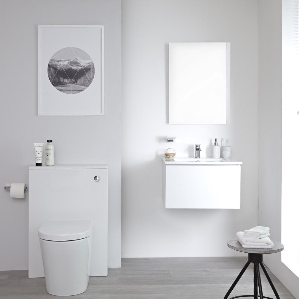 Milano Oxley - 600mm Vanity Unit with Basin, WC Unit and Back to Wall Pan - Matt White
