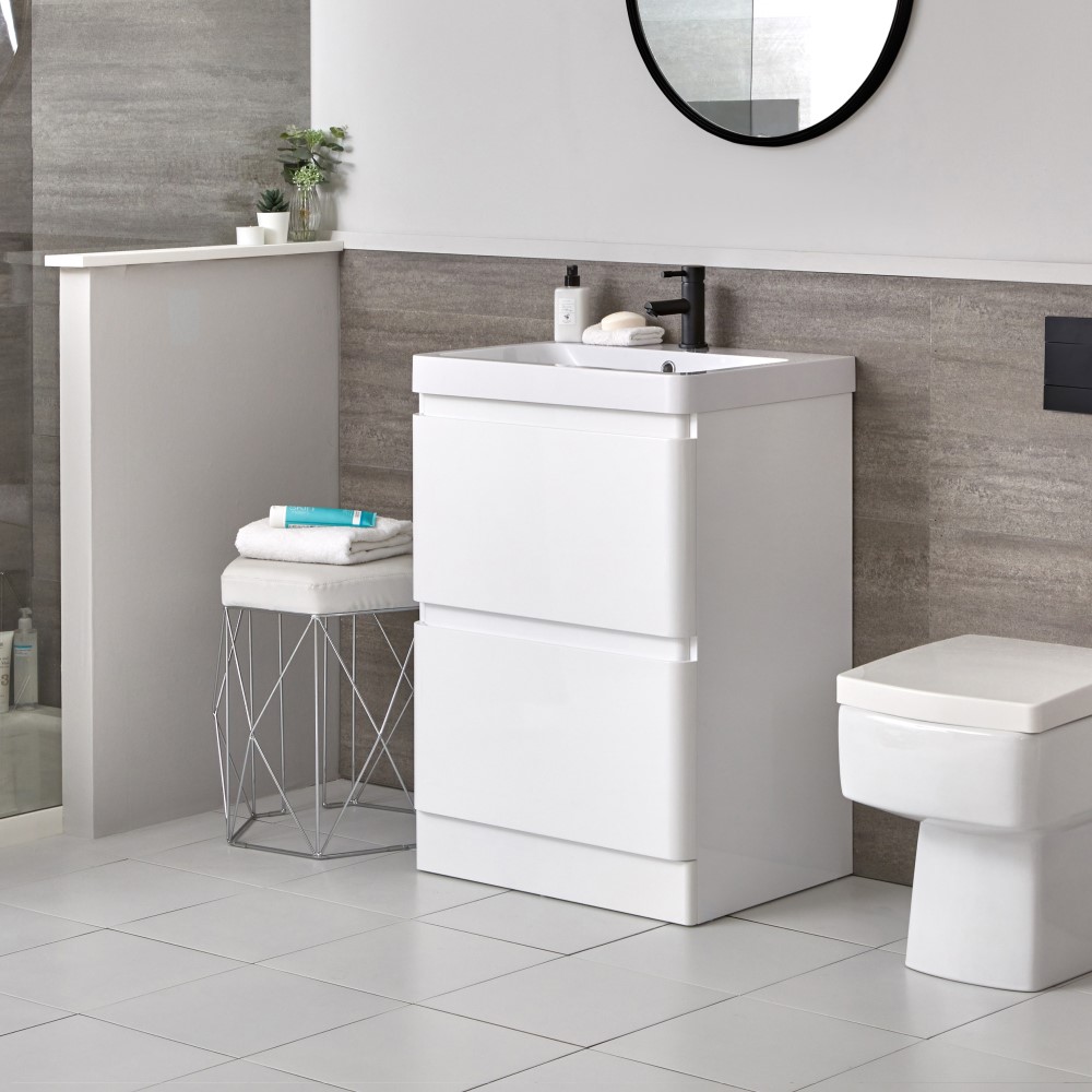 Milano Daxon - White Modern 600mm Vanity Unit and Basin