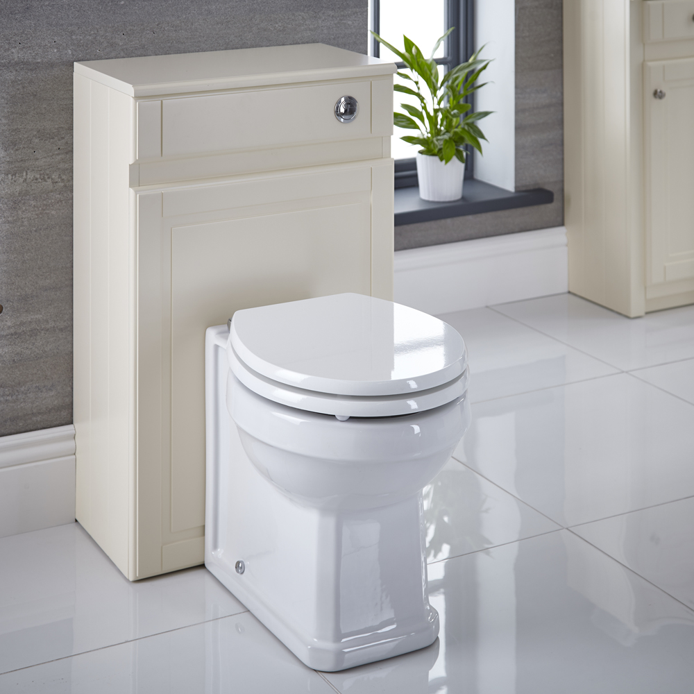 Milano Edgworth - Ivory Traditional 500mm WC Unit with Back to Wall Toilet, Cistern and Seat