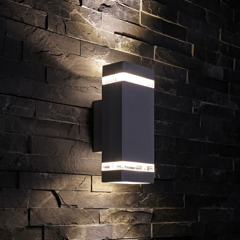 Biard Architect IP54 Square Up/Down Outdoor Wall Light - Black