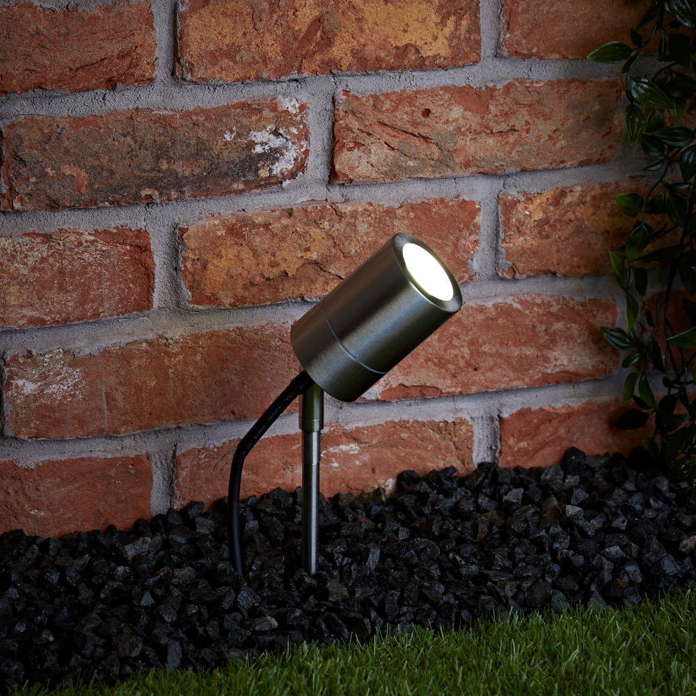 Biard Le Mans IP44 Outdoor Spike Light - Brushed Steel