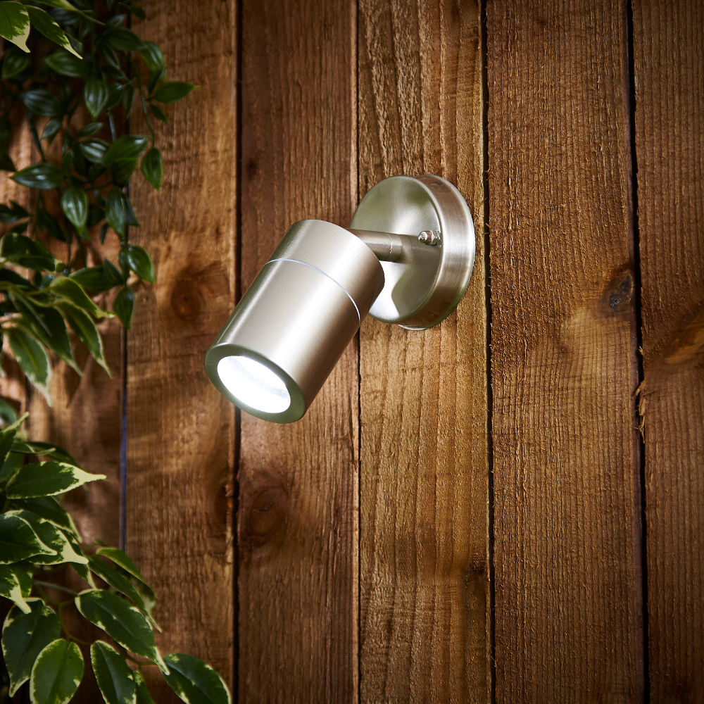 Biard Le Mans IP44 Adjustable Outdoor Wall Light - Brushed Steel