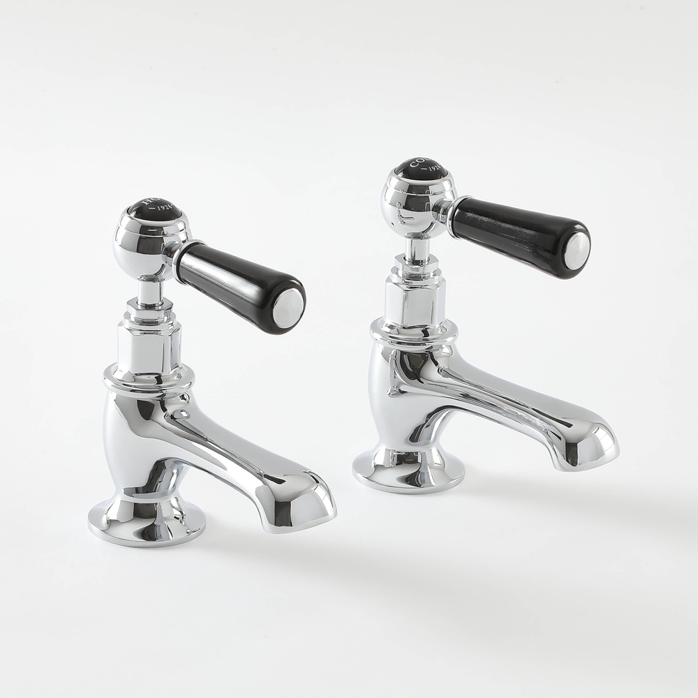Milano Elizabeth - Traditional Lever Basin Pillar Taps - Chrome and Black