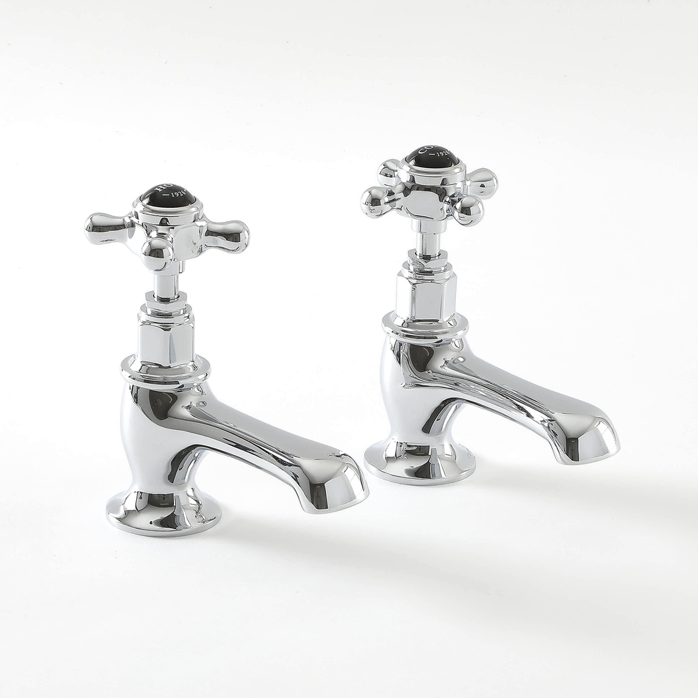 Milano Elizabeth - Traditional Crosshead Basin Pillar Taps - Chrome and Black
