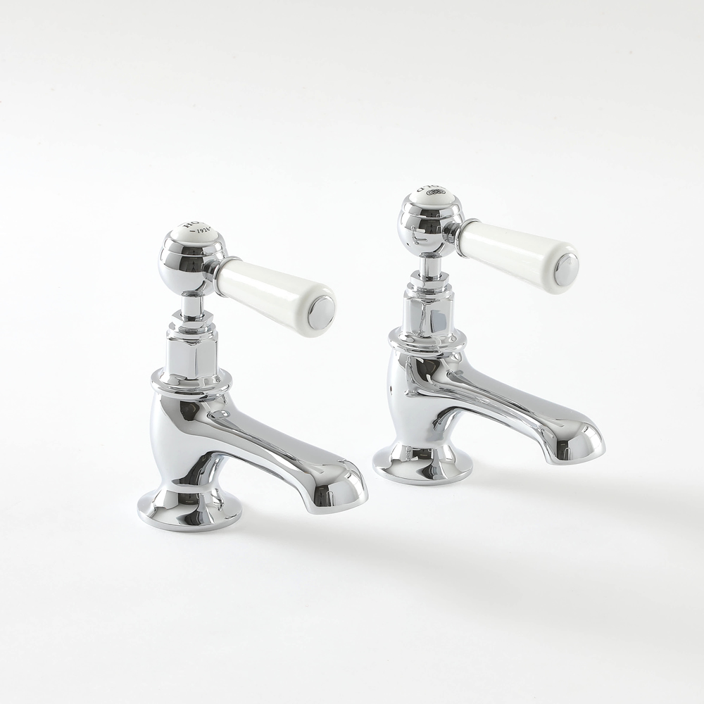 Milano Elizabeth - Traditional Lever Basin Pillar Taps - Chrome and White