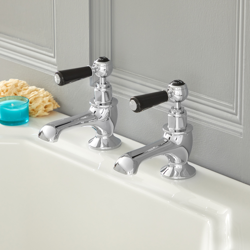Milano Elizabeth – Traditional Lever Bath Pillar Taps - Chrome and Black