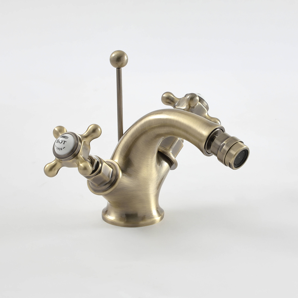 Milano Elizabeth - Traditional Crosshead Mono Bidet Mixer Tap - Antique Brass