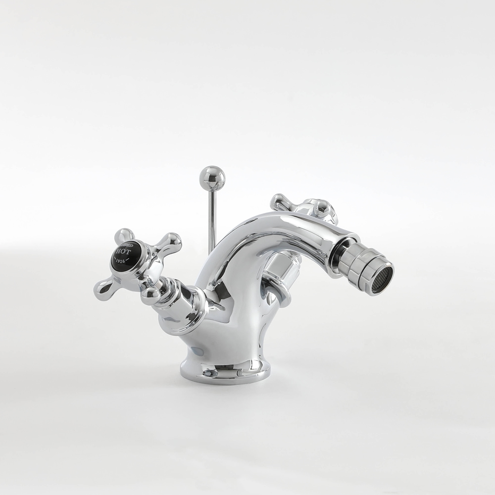 Milano Elizabeth - Traditional Crosshead Mono Bidet Mixer Tap - Chrome and Black
