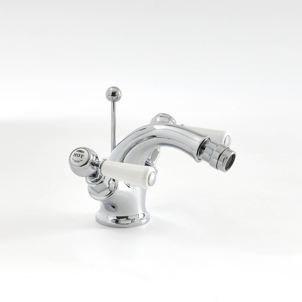 Milano Elizabeth - Traditional Lever Mono Bidet Mixer Tap - Chrome and White