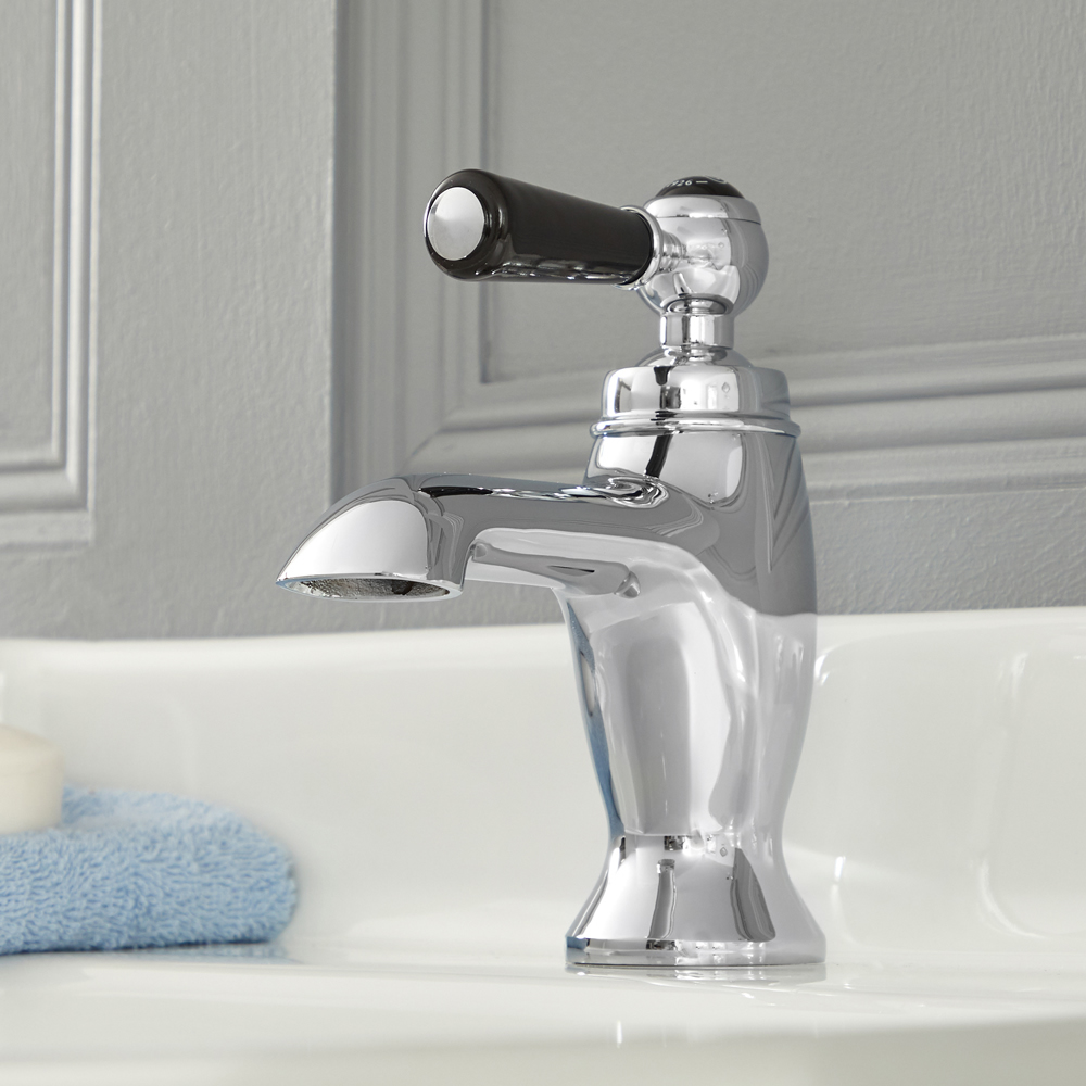 Milano Elizabeth - Traditional Lever Mono Basin Tap - Chrome and Black
