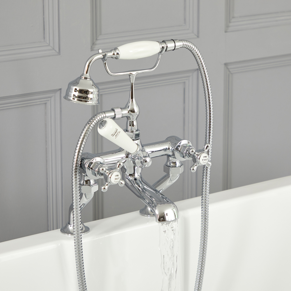 Milano Elizabeth - Traditional Crosshead Bath Shower Mixer Tap - Chrome ...