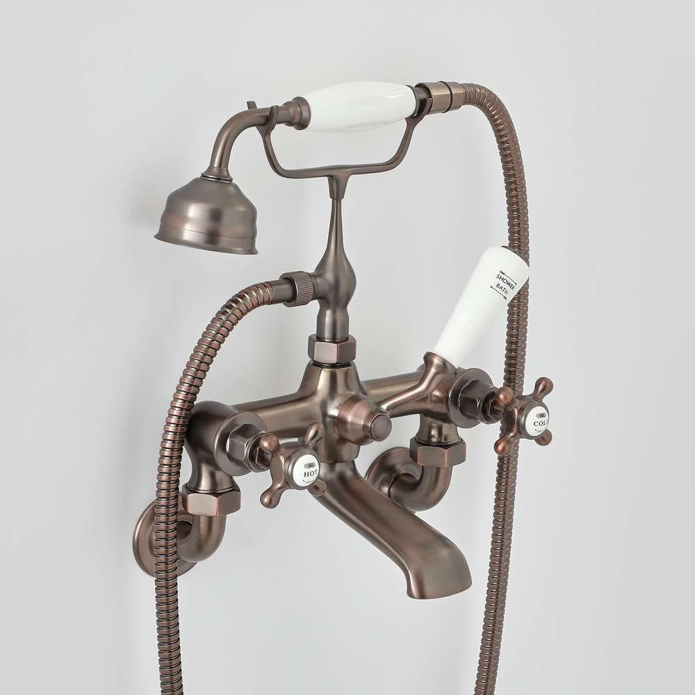 Milano Elizabeth - Traditional Wall Mounted Crosshead Bath Shower Mixer Tap - Oil Rubbed Bronze