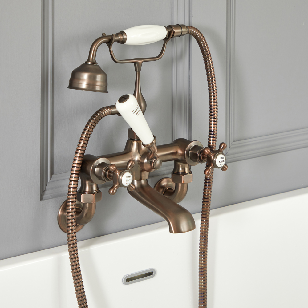 Milano Elizabeth - Traditional Wall Mounted Crosshead Bath Shower Mixer Tap - Oil Rubbed Bronze