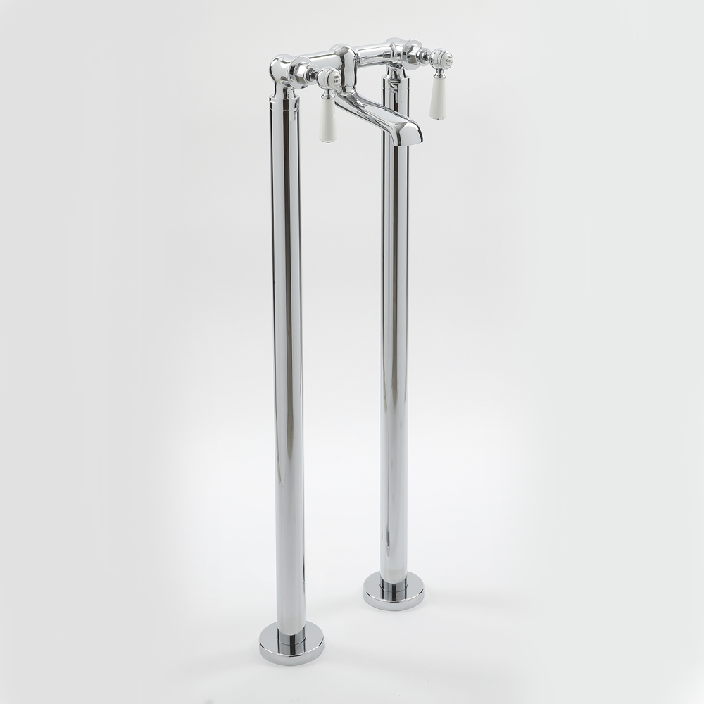 Milano Elizabeth - Traditional Freestanding Lever Bath Filler Tap - Chrome and White