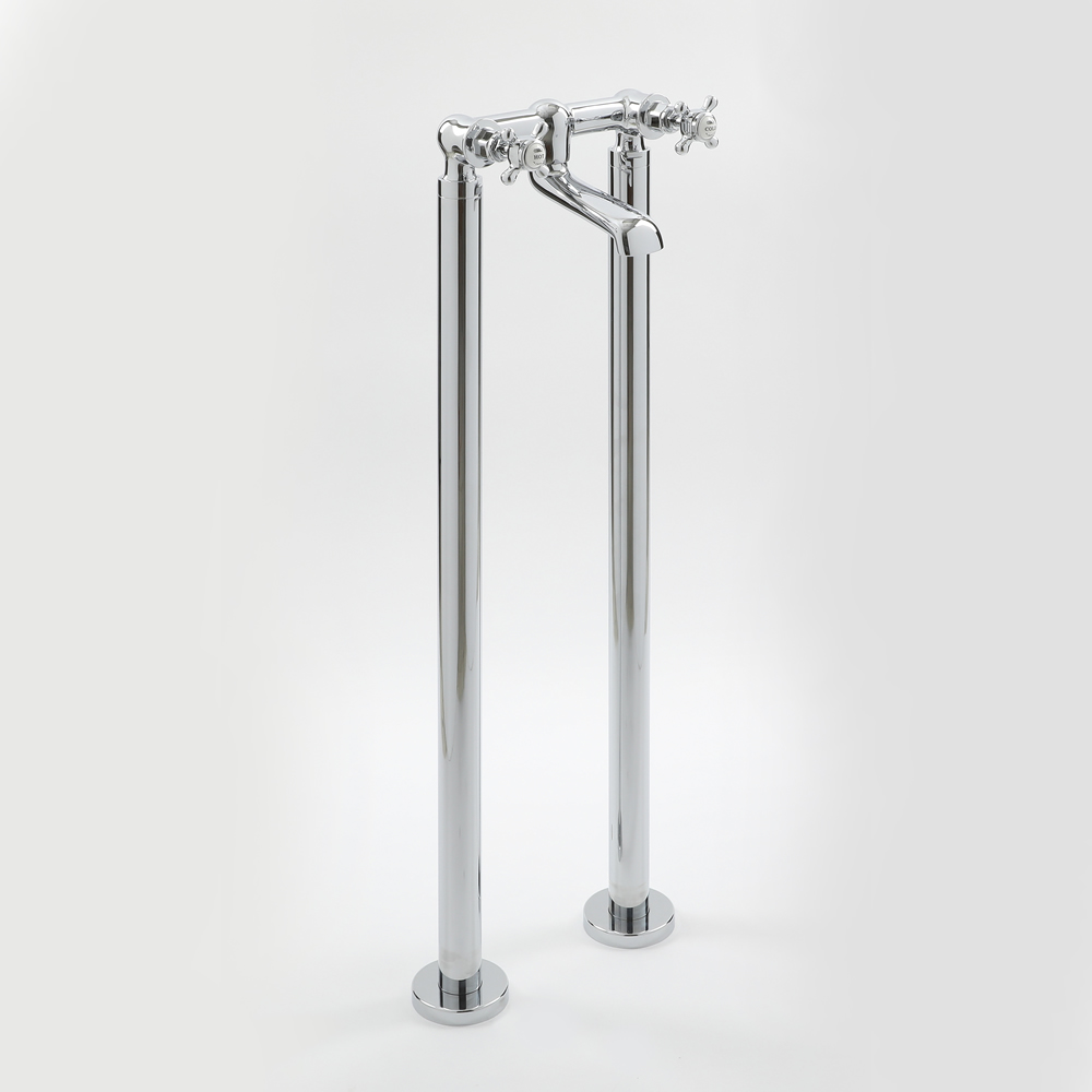 Milano Elizabeth - Traditional Freestanding Crosshead Bath Filler Tap - Chrome and White