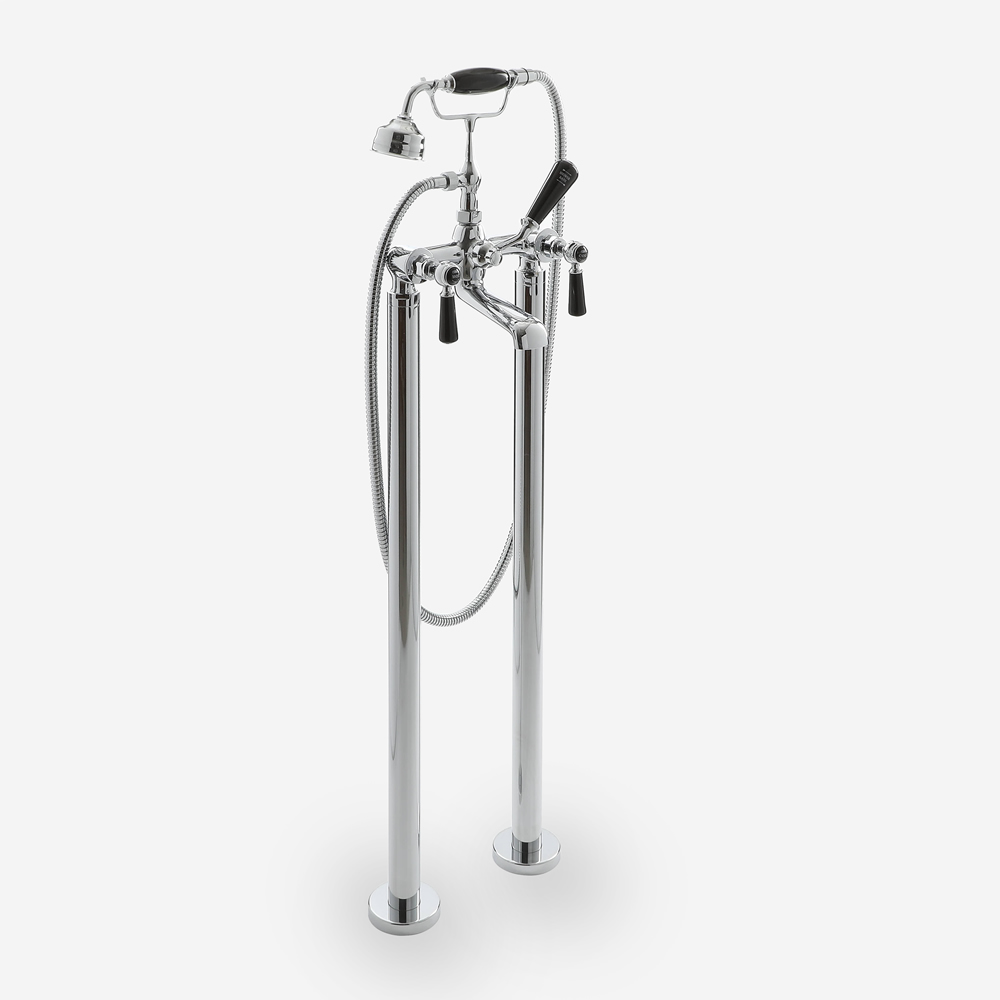 Milano Elizabeth - Traditional Freestanding Lever Bath Shower Mixer Tap - Chrome and Black