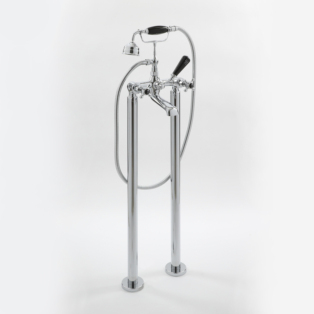 Milano Elizabeth - Traditional Freestanding Crosshead Bath Shower Mixer Tap - Chrome and Black