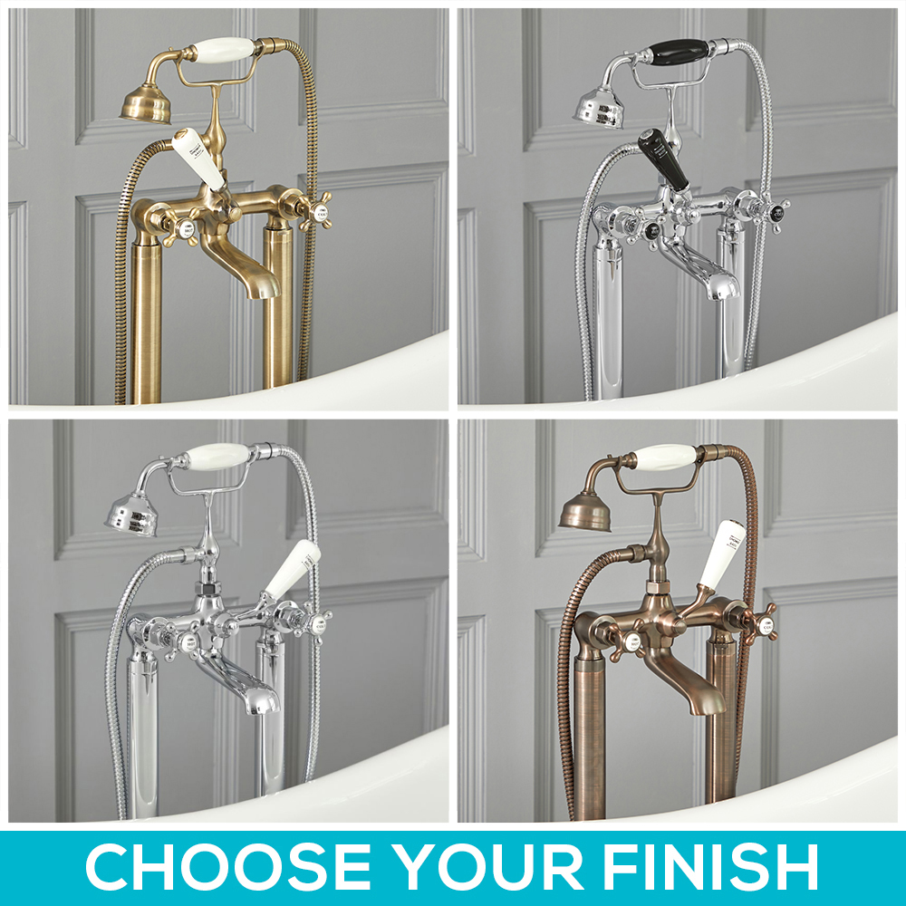 Milano Elizabeth - Traditional Freestanding Crosshead Bath Shower Mixer Tap with Hand Shower - Choice of Finish